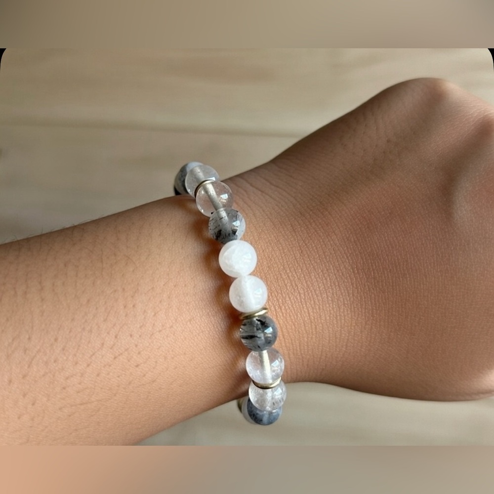 Black Rutilated Quartz Bracelet 6”